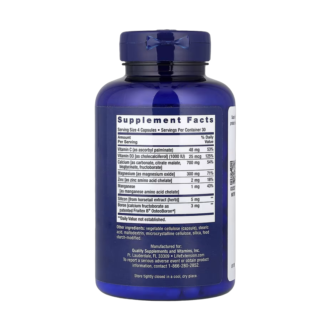 Life Extension, Bone Restore, 120 Capsules back packaging view