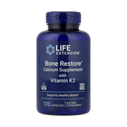 Life Extension, Bone Restore, Calcium Supplement with Vitamin K2, 120 Capsules front packaging view