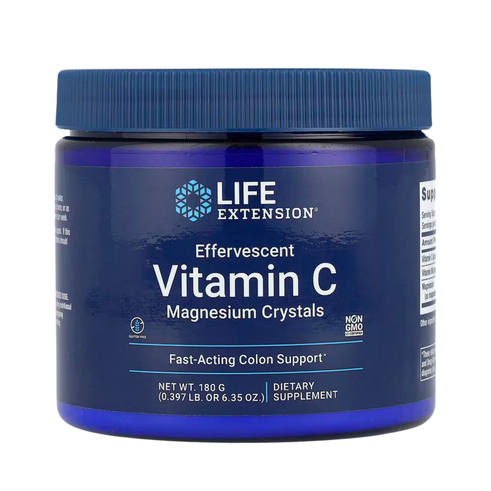 Life Extension, Effervescent Vitamin C, Magnesium Crystals, 6.35 oz, 180 g front packaging view