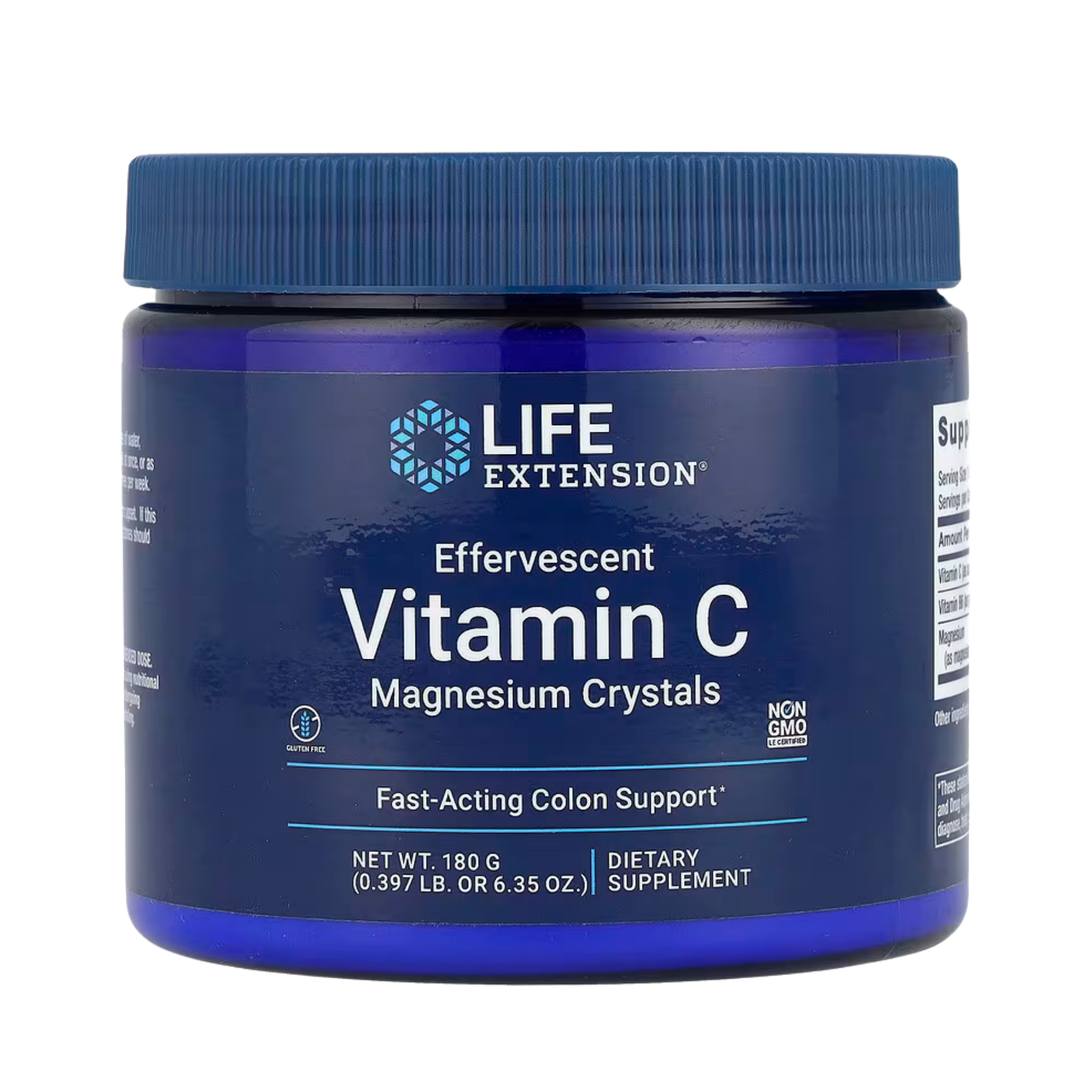 Life Extension, Effervescent Vitamin C, Magnesium Crystals, 6.35 oz, 180 g front packaging view
