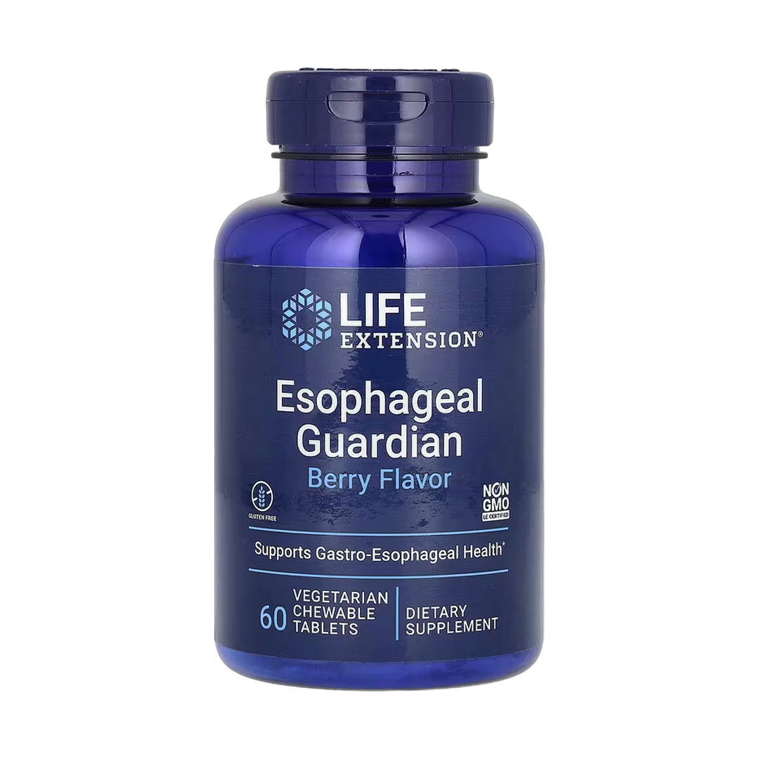 Life Extension, Esophageal Guardian, Berry, 60 Vegetarian Chewable Tablets front packaging view