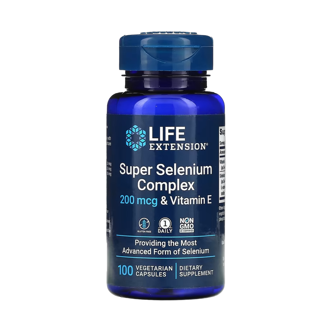 Life Extension, Super Selenium Complex & Vitamin E, 200 mcg, 100 Vegetarian Capsules front packaging view