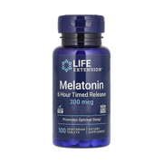Life Extension, Melatonin, 6 Hour Timed Release, 300 mcg, 100 Vegetarian Tablets front packaging view