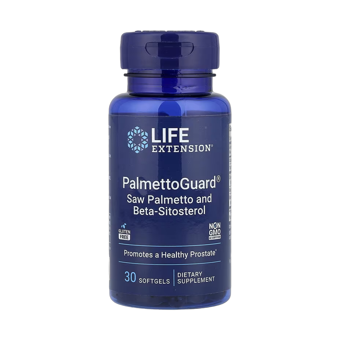Life Extension, PalmettoGuard, Saw Palmetto and Beta-Sitosterol, 30 Softgels front packaging view