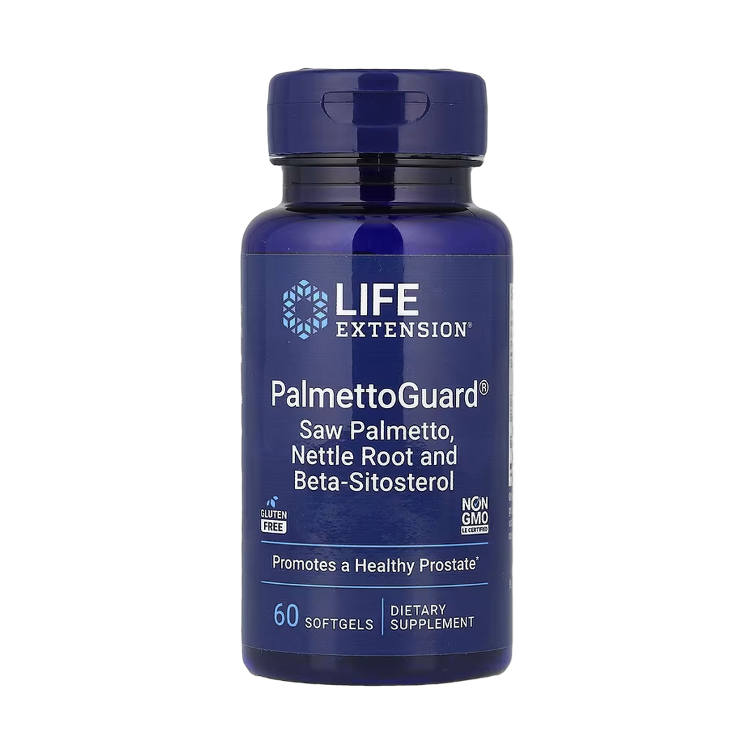 Life Extension, PalmettoGuard, Saw Palmetto, Nettle Root and Beta-Sitosterol, 60 Softgels front packaging view
