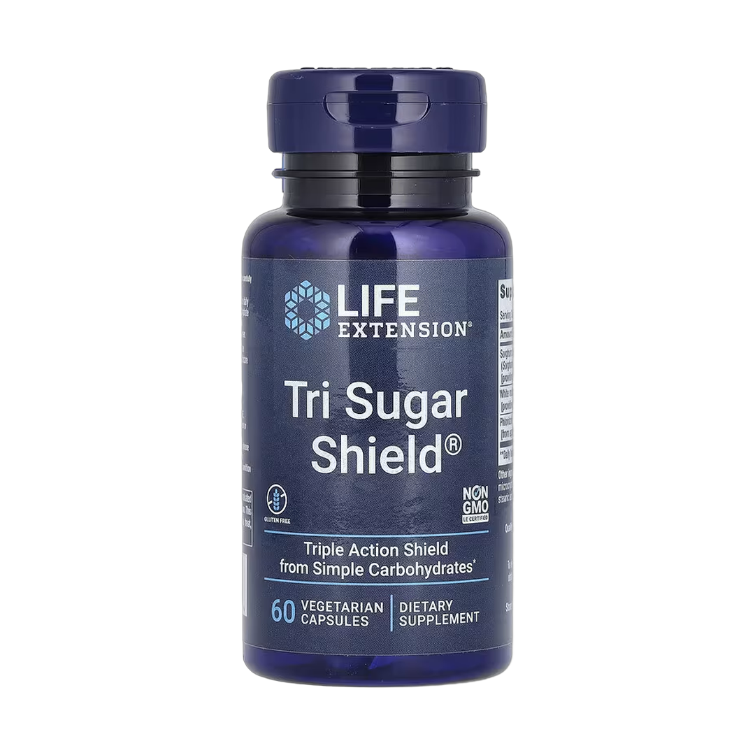 Life Extension, Tri Sugar Shield, 60 Vegetarian Capsules front packaging view