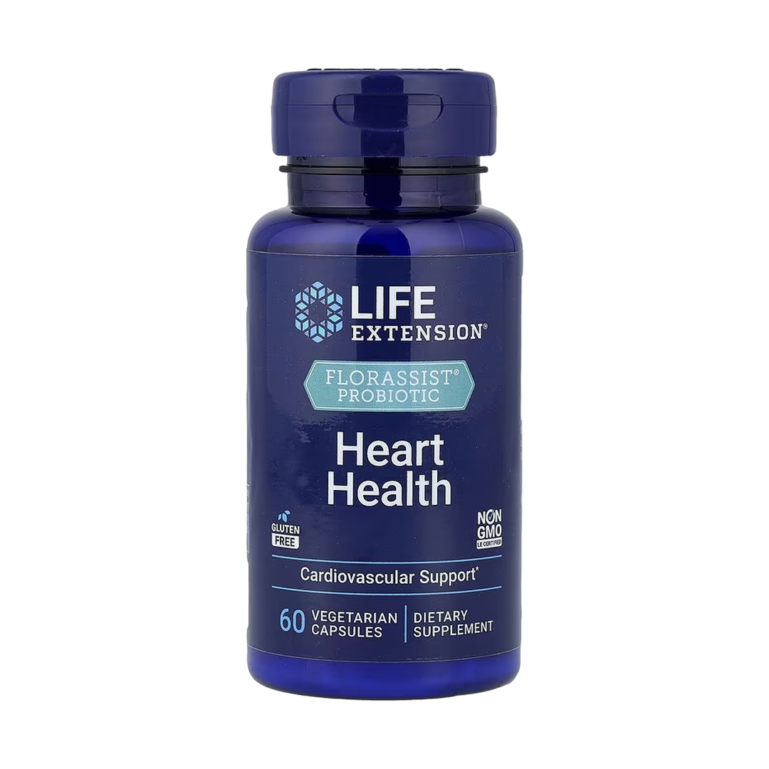 Life Extension, FLORASSIST Probiotic Heart Health, 60 Vegetarian Capsules front packaging view