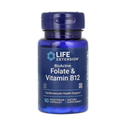 Life Extension, BioActive, Folate & Vitamin B12, 90 Vegetarian Capsules front packaging view