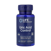 Life Extension, Uric Acid Control, 60 Vegetarian Capsules front packaging view