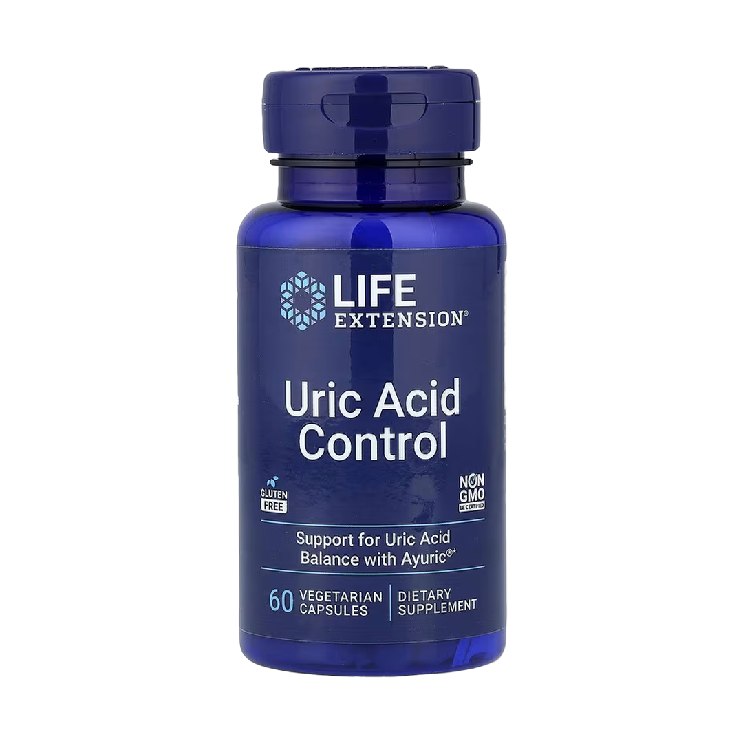 Life Extension, Uric Acid Control, 60 Vegetarian Capsules front packaging view