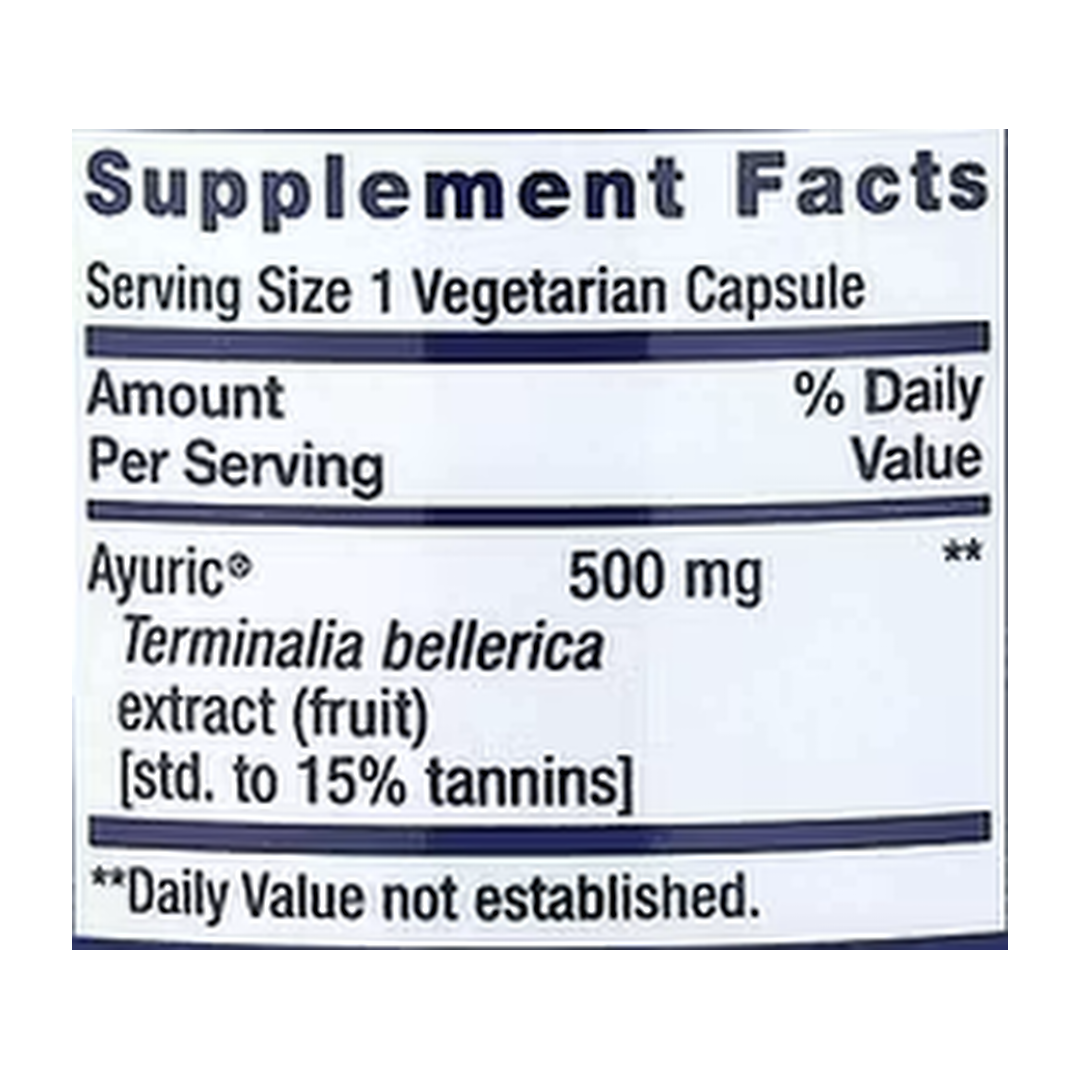 Life Extension, Uric Acid Control, 60 Vegetarian Capsules supplement facts label showing ingredients, vitamins, minerals, and serving information