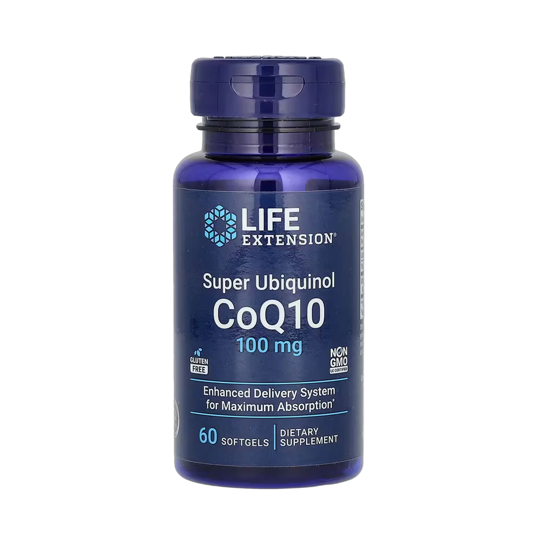 Life Extension, Super Ubiquinol CoQ10, 100 mg, 60 Softgels front packaging view