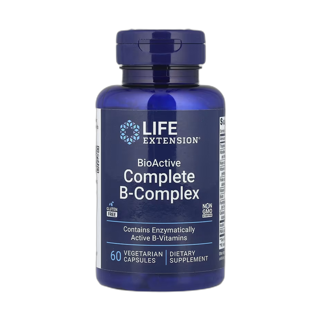 Life Extension, BioActive Complete B-Complex, 60 Vegetarian Capsules front packaging view