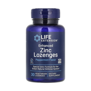 Life Extension, Enhanced Zinc Lozenges, Peppermint, 30 Vegetarian Lozenges front packaging view