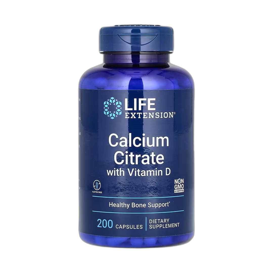 Life Extension, Calcium Citrate with Vitamin D, 200 Capsules front packaging view
