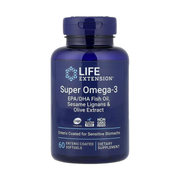 Life Extension, Super Omega-3, EPA/DHA Fish Oil, Sesame Lignans & Olive Extract, 60 Enteric Coated Softg front packaging view