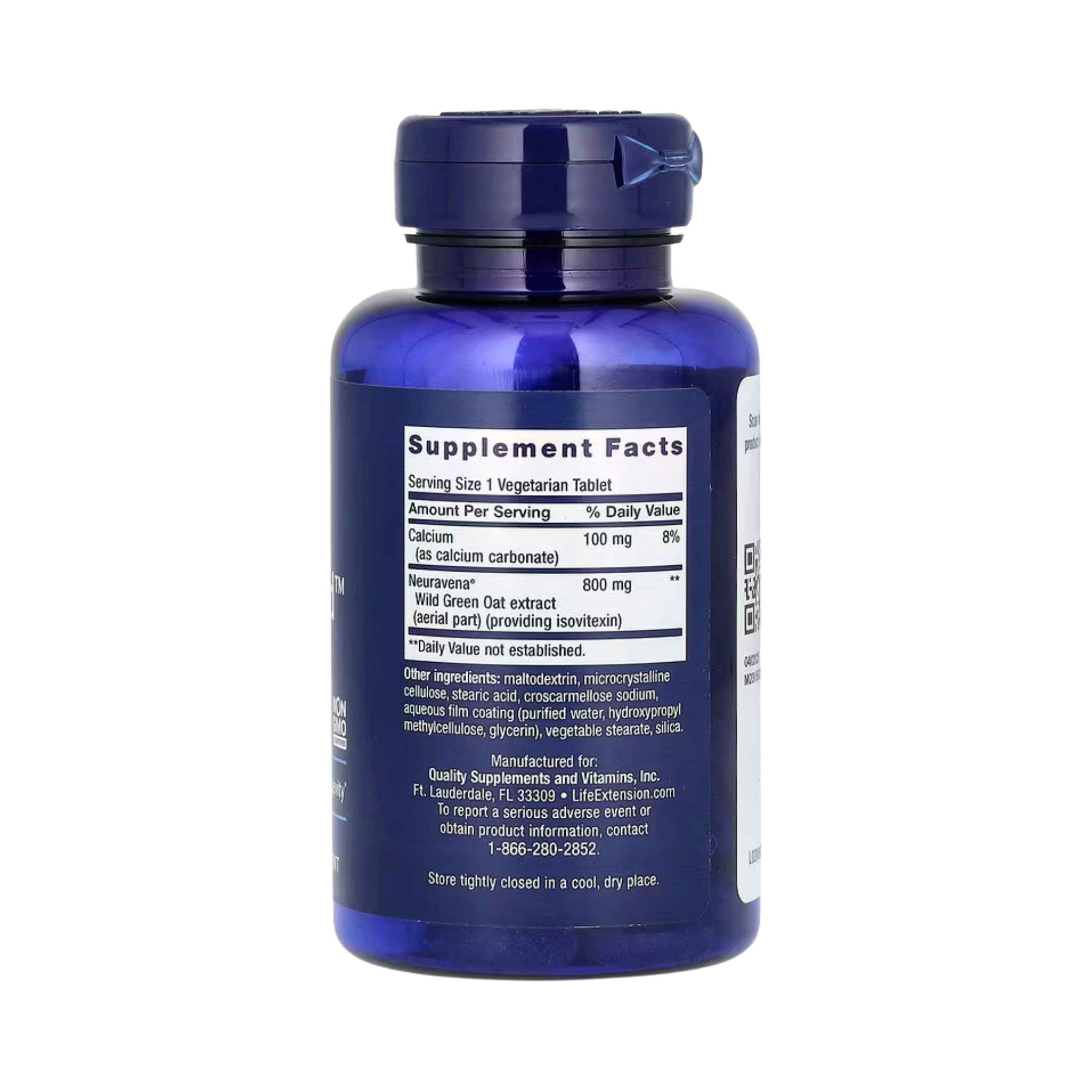 Life Extension, Dopa-Mind, 60 Vegetarian Tablets back packaging view