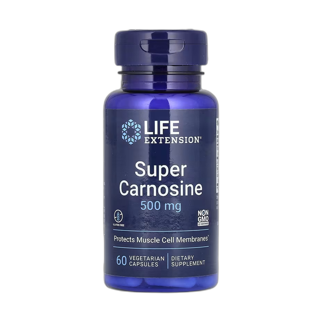 Life Extension, Super Carnosine, 500 mg, 60 Vegetarian Capsules front packaging view