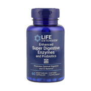 Life Extension, Enhanced Super Digestive Enzymes and Probiotics, 60 Vegetarian Capsules front packaging view