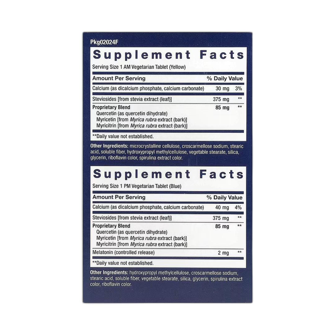 Life Extension, Triple Action Blood Pressure, AM/PM, 60 Vegetarian Tablets back packaging view