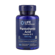 Life Extension, Pantothenic Acid, Vitamin B-5, 500 mg, 100 Vegetarian Capsules front packaging view