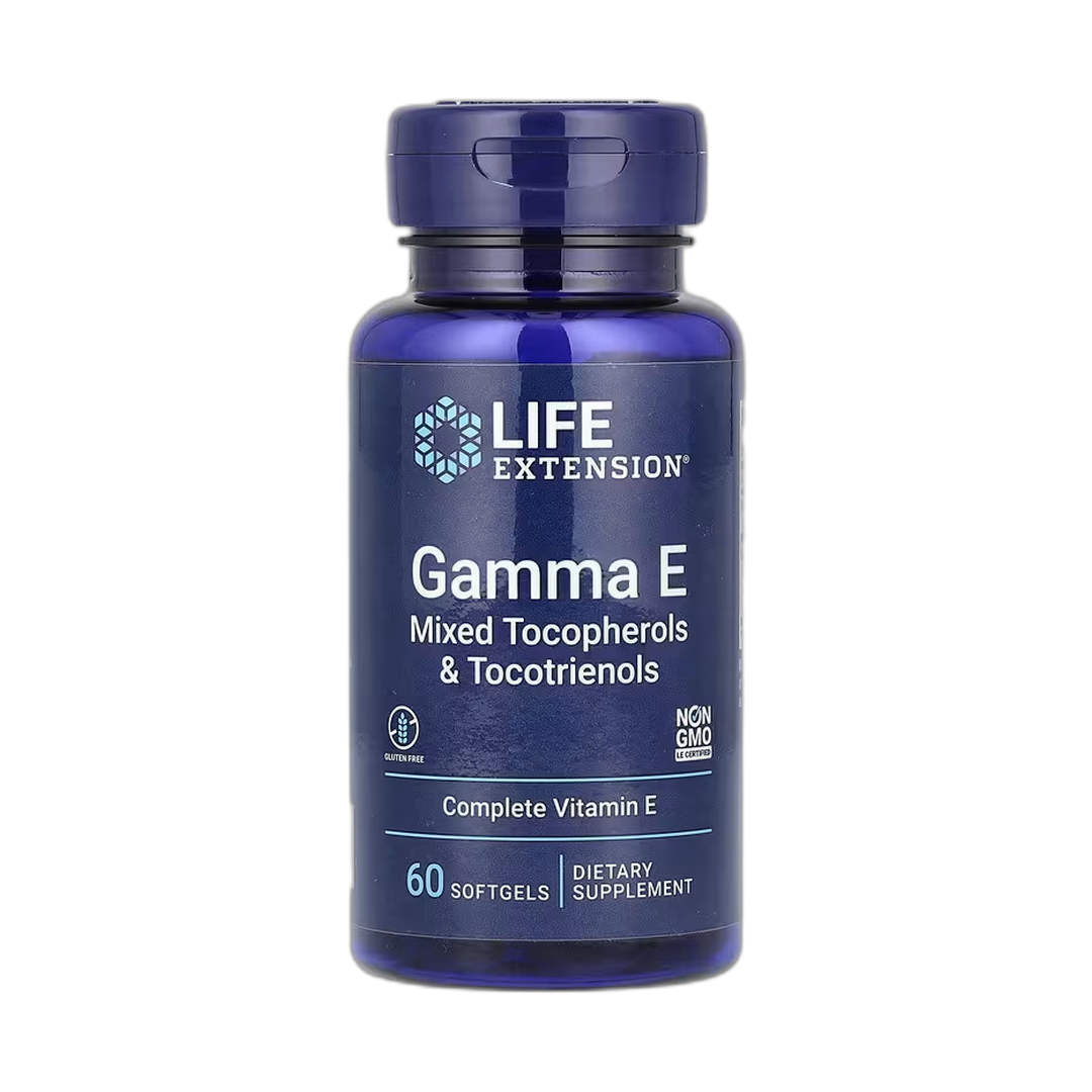 Life Extension, Gamma E, Mixed Tocopherols & Tocotrienols, 60 Softgels front packaging view