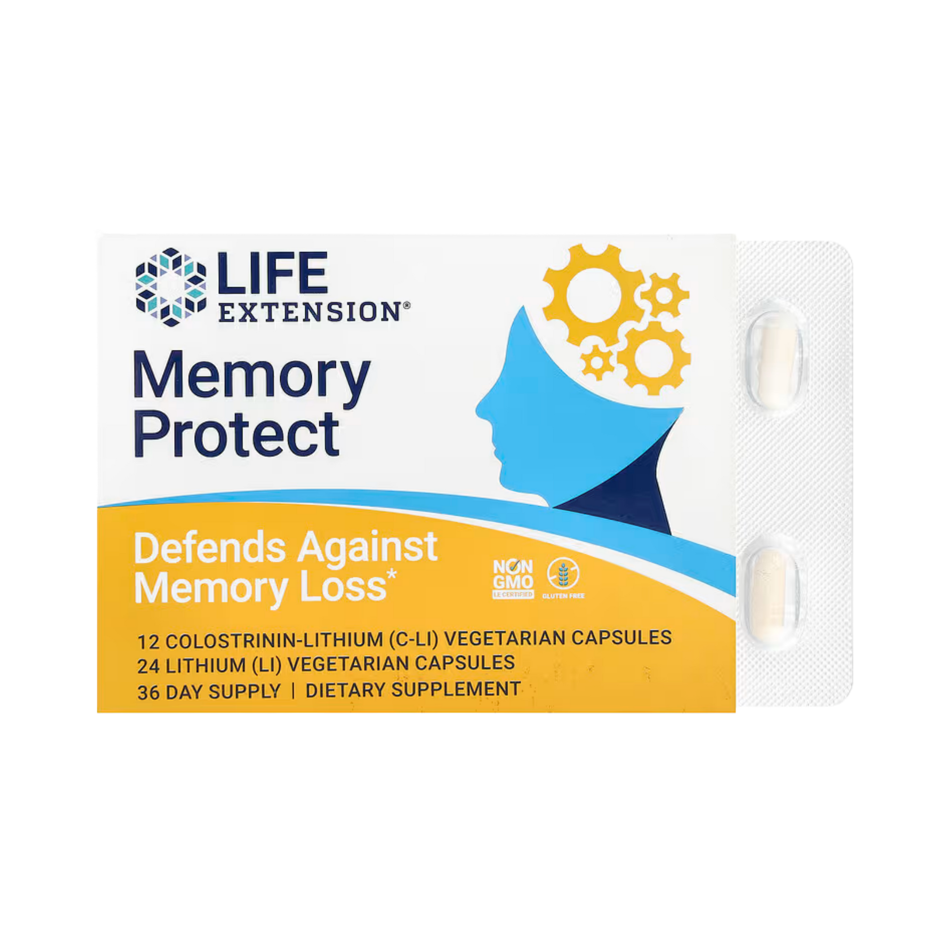 Life Extension, Memory Protect, 36 Vegetarian Capsules front packaging view