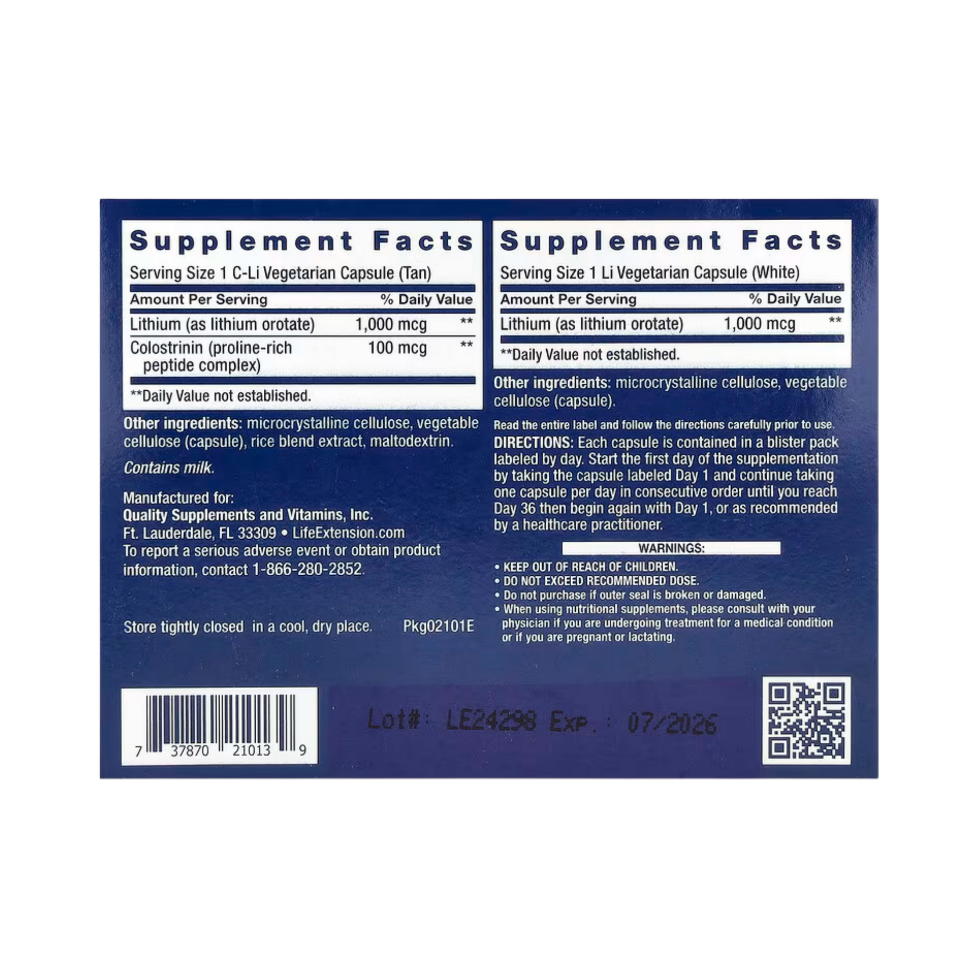Life Extension, Memory Protect, 36 Vegetarian Capsules back packaging view