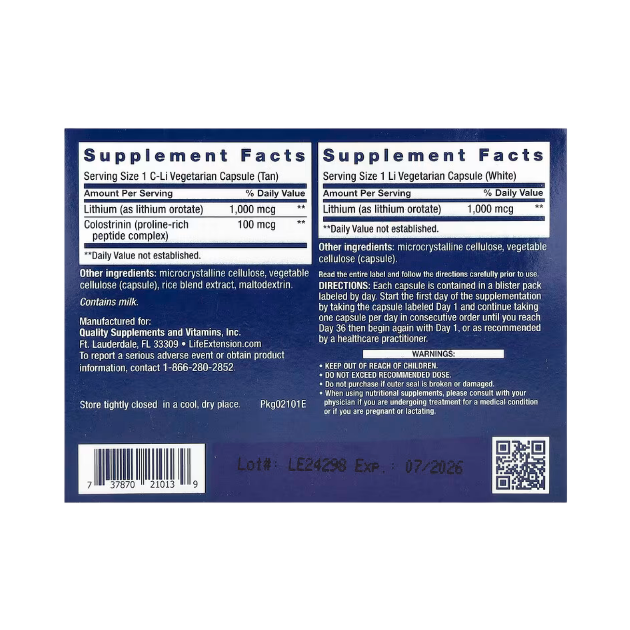Life Extension, Memory Protect, 36 Vegetarian Capsules back packaging view