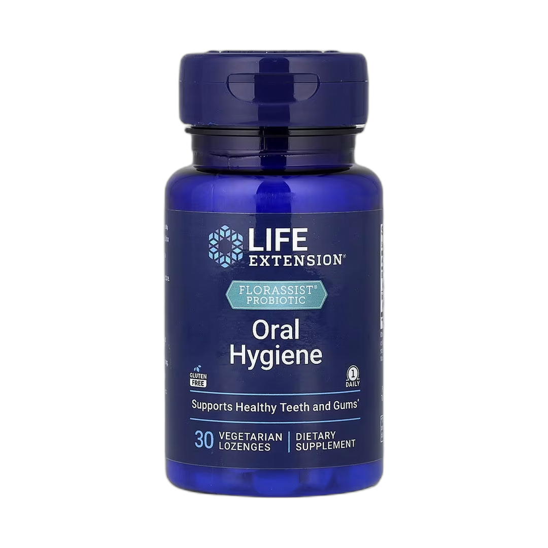 Life Extension, FLORASSIST Probiotic, Oral Hygiene, 30 Vegetarian Lozenges front packaging view
