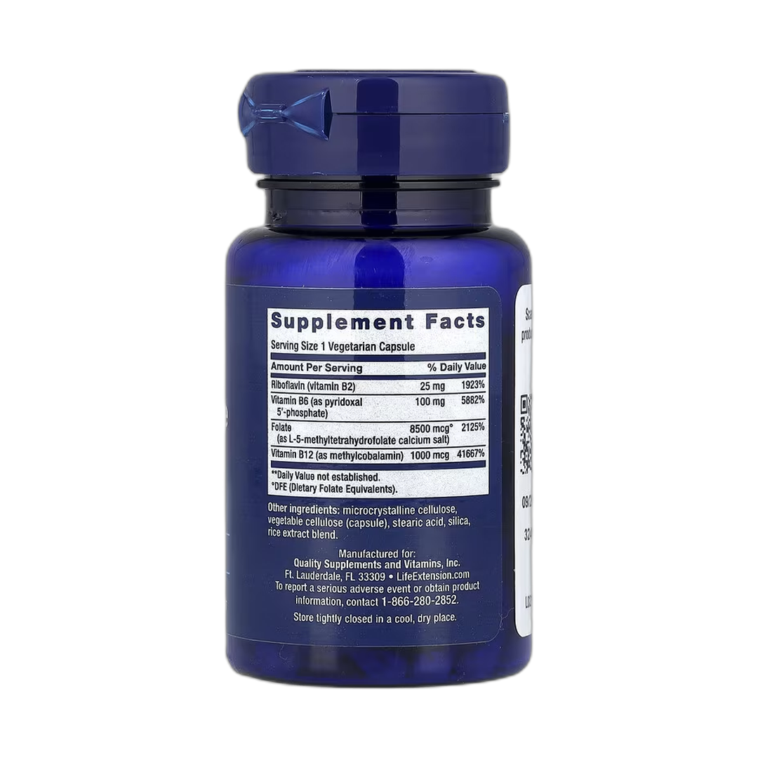 Life Extension, Homocysteine Resist, 60 Vegetarian Capsules back packaging view