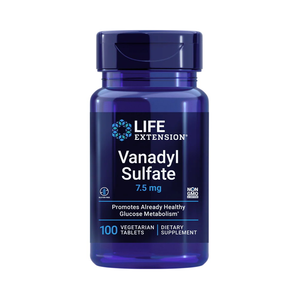 Life Extension, Vanadyl Sulfate, 100 Vegetarian Tablets front packaging view