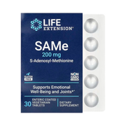 Life Extension, SAMe S-Adenosyl-Methionine, 200 mg, 30 Enteric Coated Vegetarian Tablets front packaging view