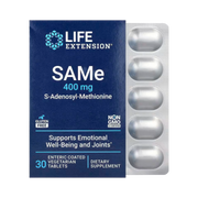 Life Extension, SAMe, S-Adenosyl-Methionine, 400 mg, 30 Enteric Coated Vegetarian Tablets front packaging view