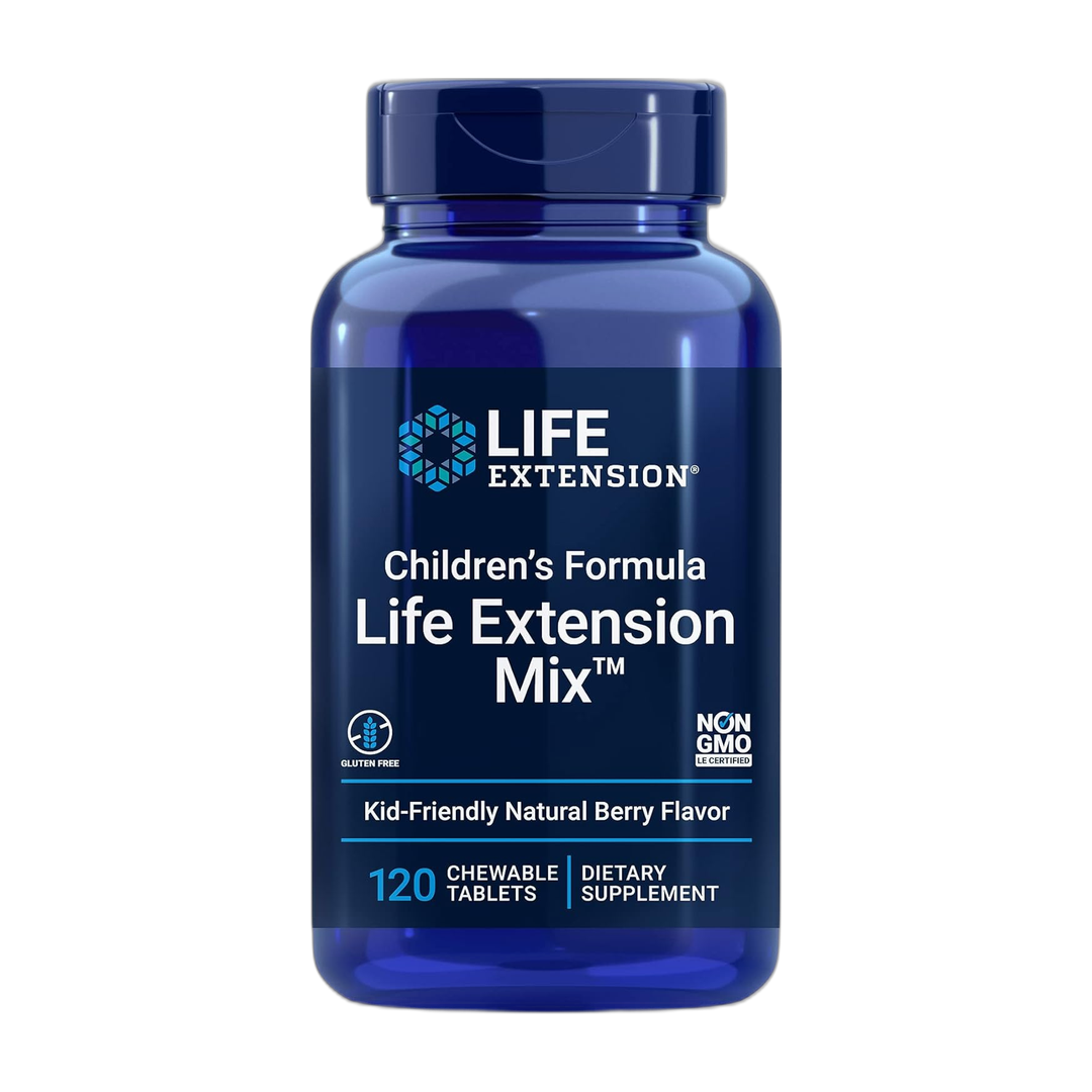 Life Extension, Children's Formula, Life Extension Mix, Natural Berry, 120 Chewable Tablets front packaging view
