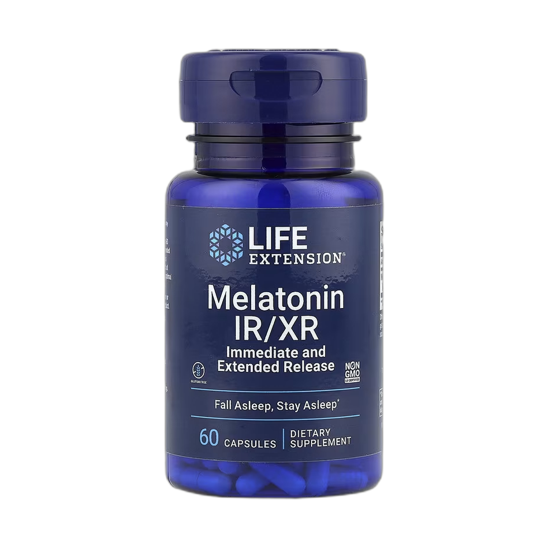 Life Extension, Melatonin IR/XR, 60 Capsules front packaging view