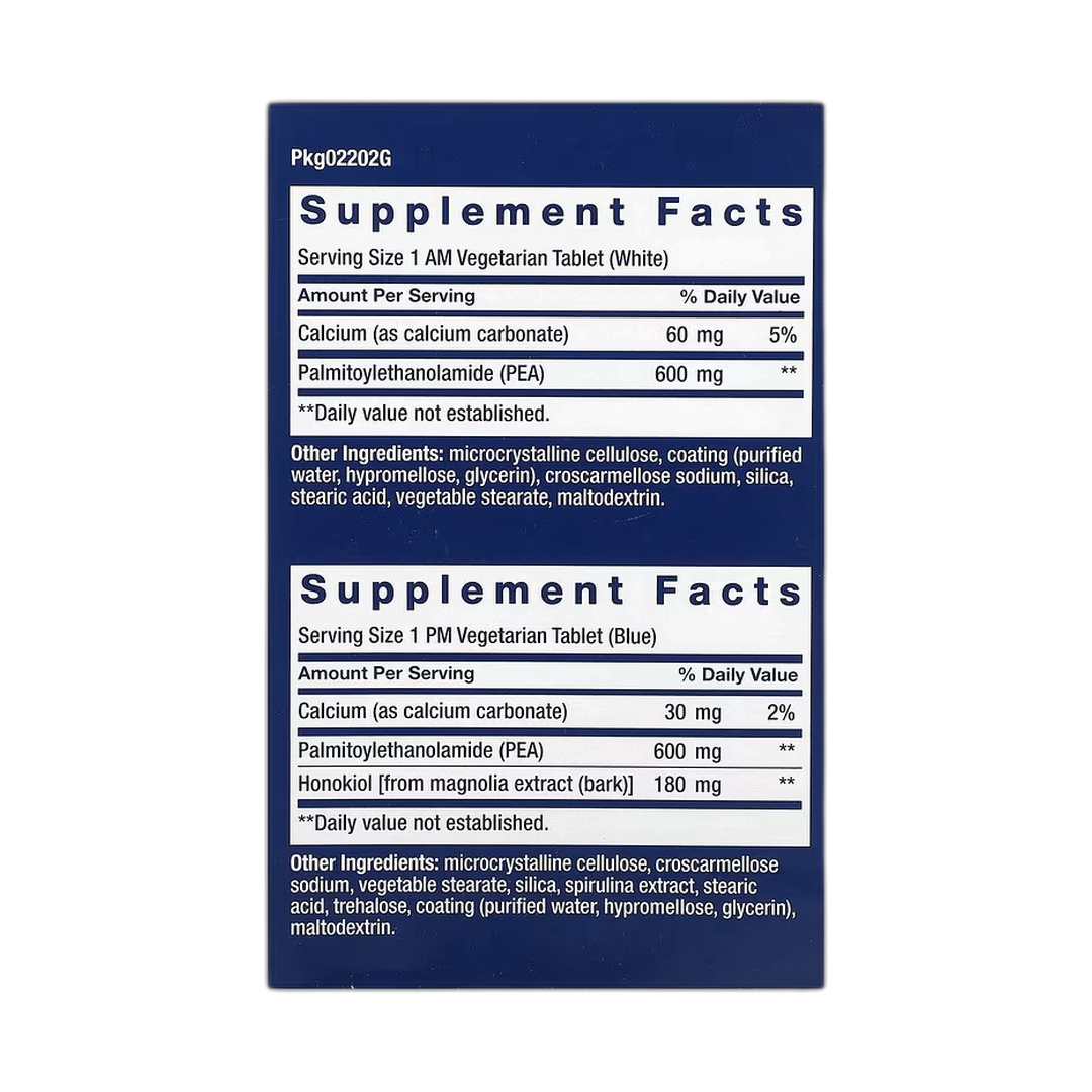 Life Extension, ComfortMAX, Double-Action Nerve Support, For AM & PM, 60 Vegetarian Tablets back packaging view