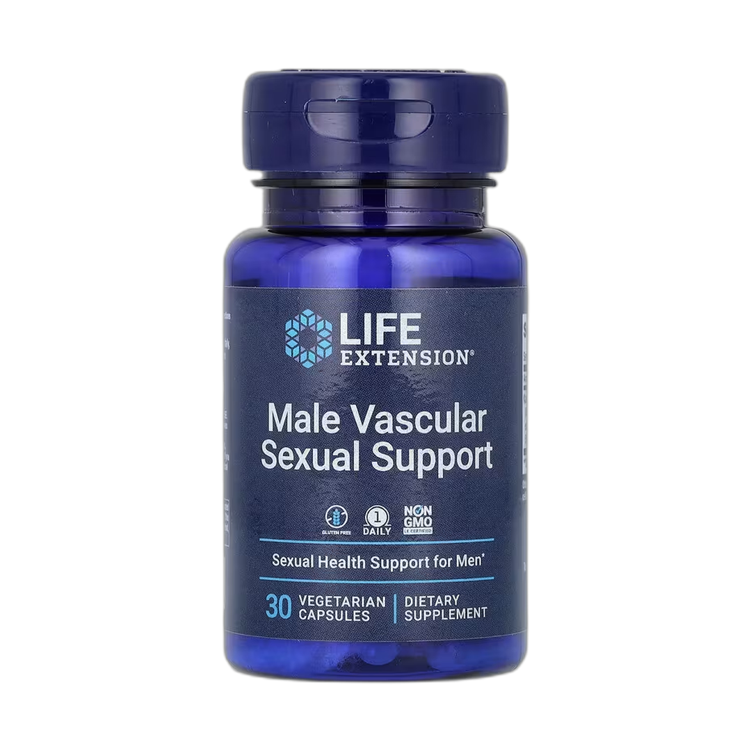 Life Extension, Male Vascular Sexual Support, 30 Vegetarian Capsules front packaging view