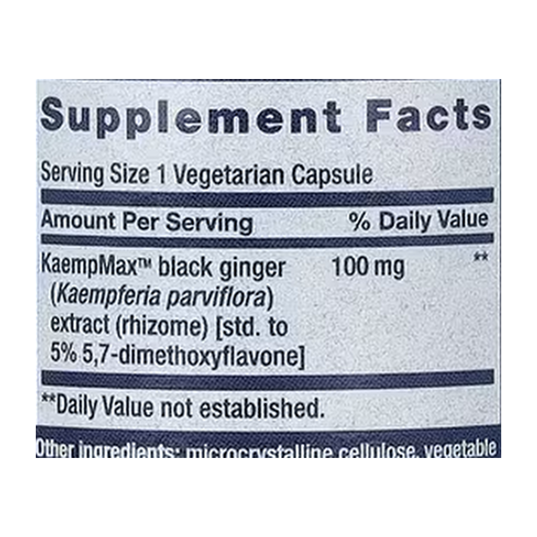 Life Extension, Male Vascular Sexual Support, 30 Vegetarian Capsules supplement facts label showing ingredients, vitamins, minerals, and serving information