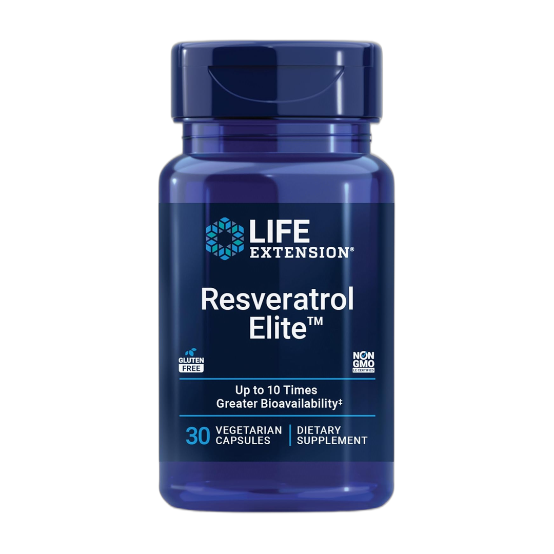 Life Extension, Resveratrol Elite, 30 Vegetarian Capsules front packaging view