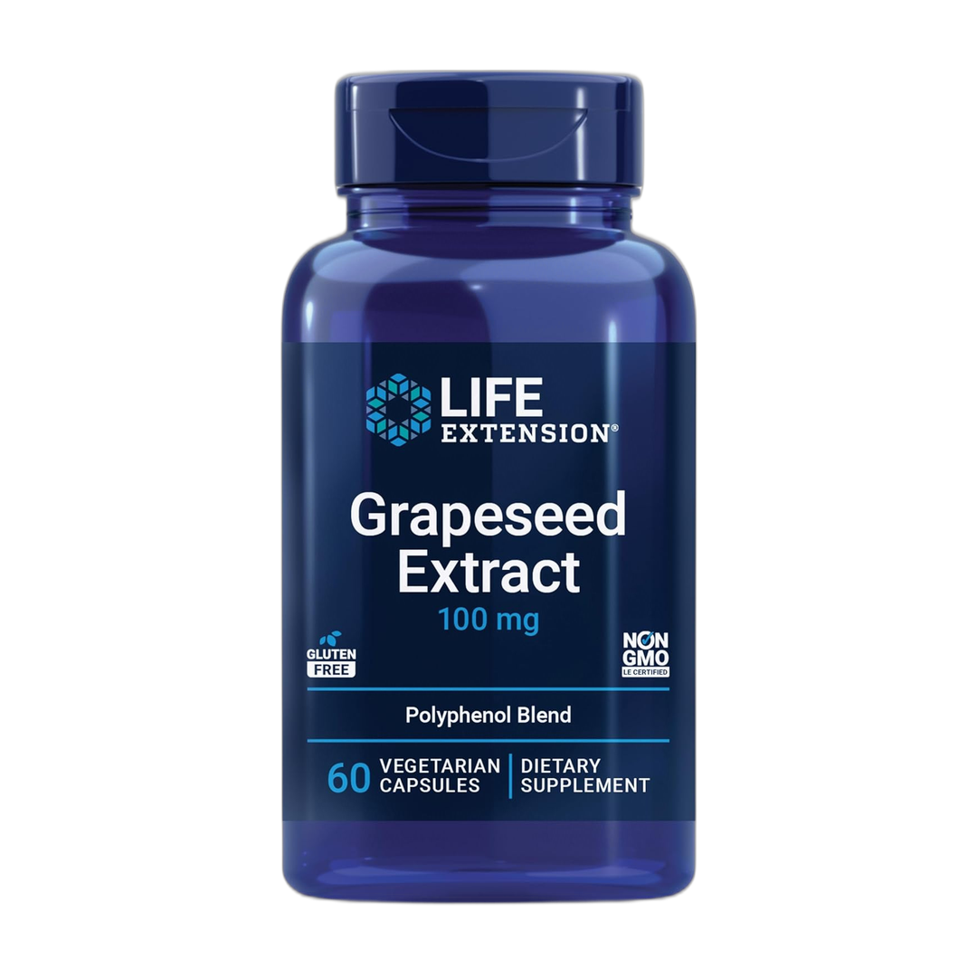 Life Extension, Grapeseed Extract, 60 Vegetarian Capsules front packaging view