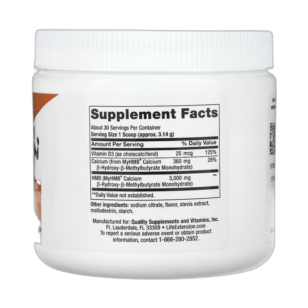 Life Extension, Wellness Code, Muscle Strength & Restore Formula Powder, 3.32 oz, 94.2 g back packaging view