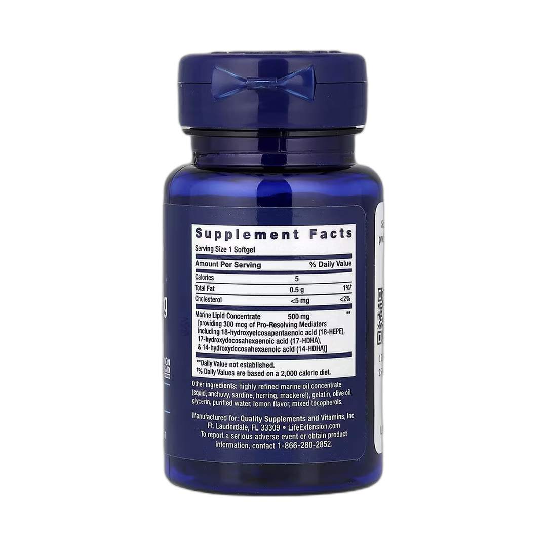 Life Extension, Pro-Resolving Mediators, 30 Softgels back packaging view