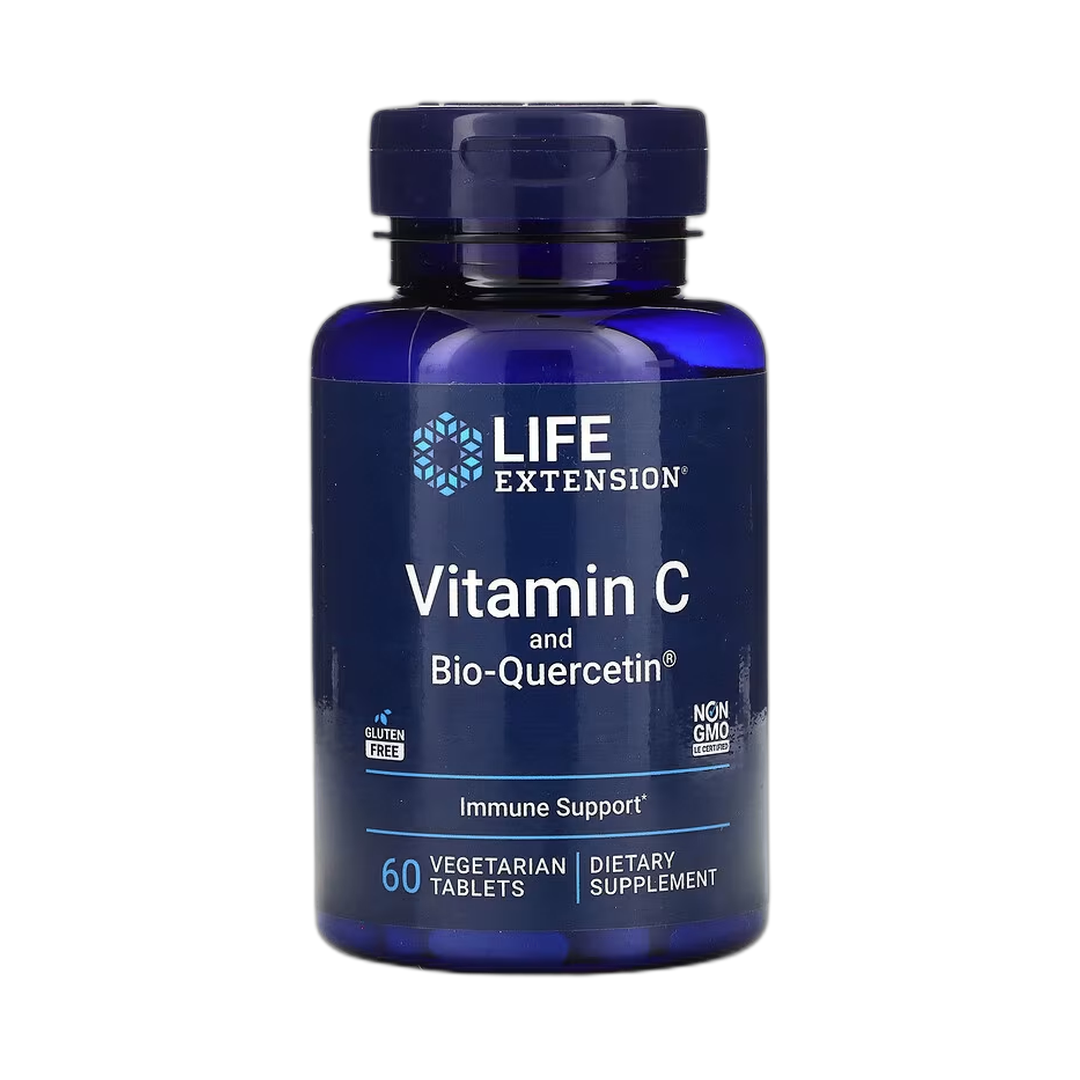 Life Extension, Vitamin C and Bio-Quercetin, 60 Vegetarian Tablets front packaging view