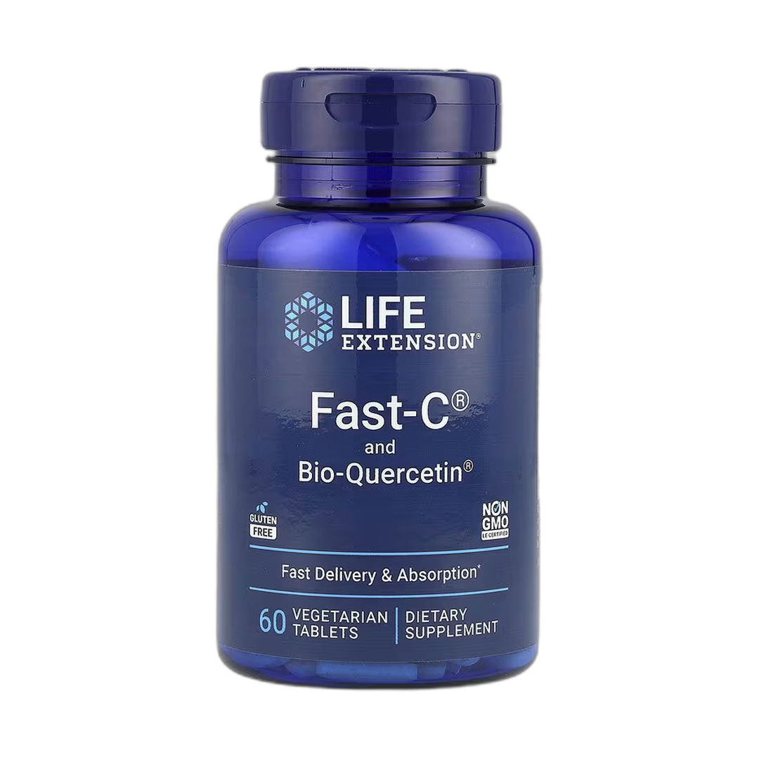 Life Extension, Fast-C and Bio-Quercetin, 60 Vegetarian Tablets front packaging view