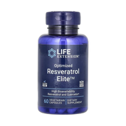 Life Extension, Optimized Resveratrol Elite, 60 Vegetarian Capsules front packaging view