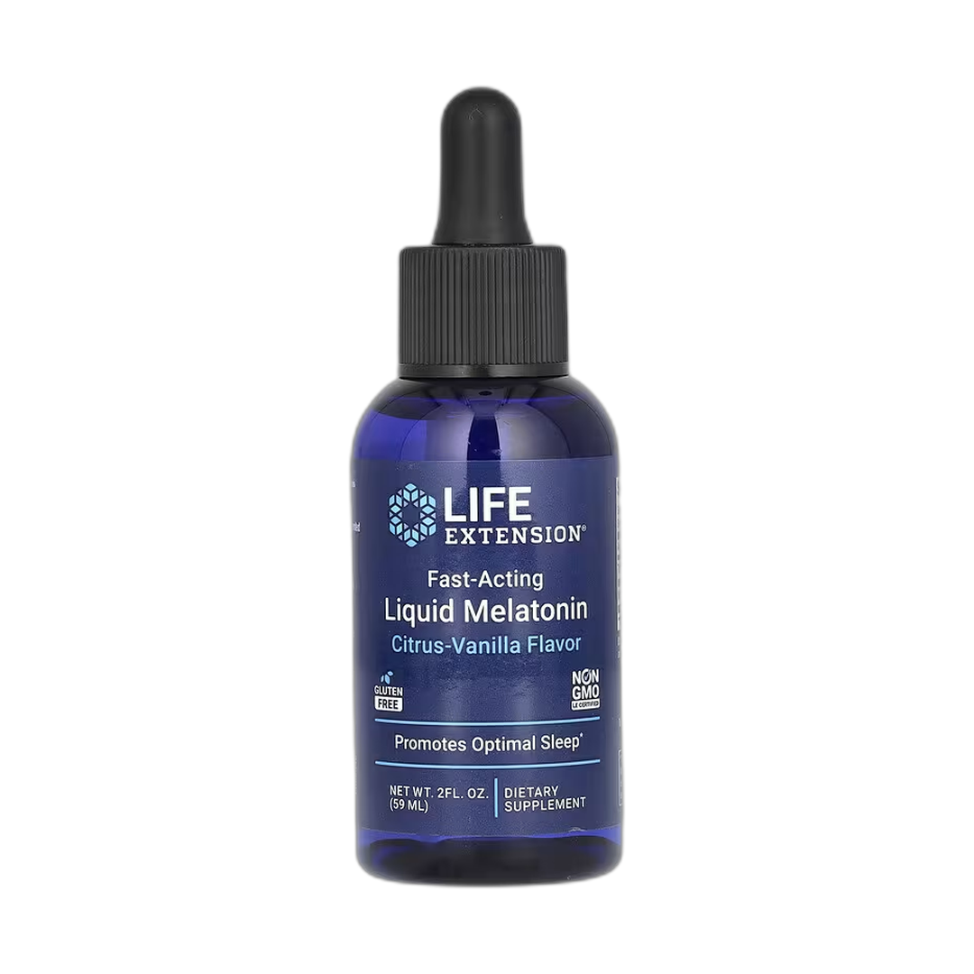 Life Extension, Fast-Acting Liquid Melatonin, Citrus-Vanilla, 2 fl oz, 59 ml front packaging view