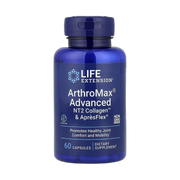 Life Extension, ArthroMax Advanced, NT2 Collagen & ApresFlex, 60 Capsules front packaging view