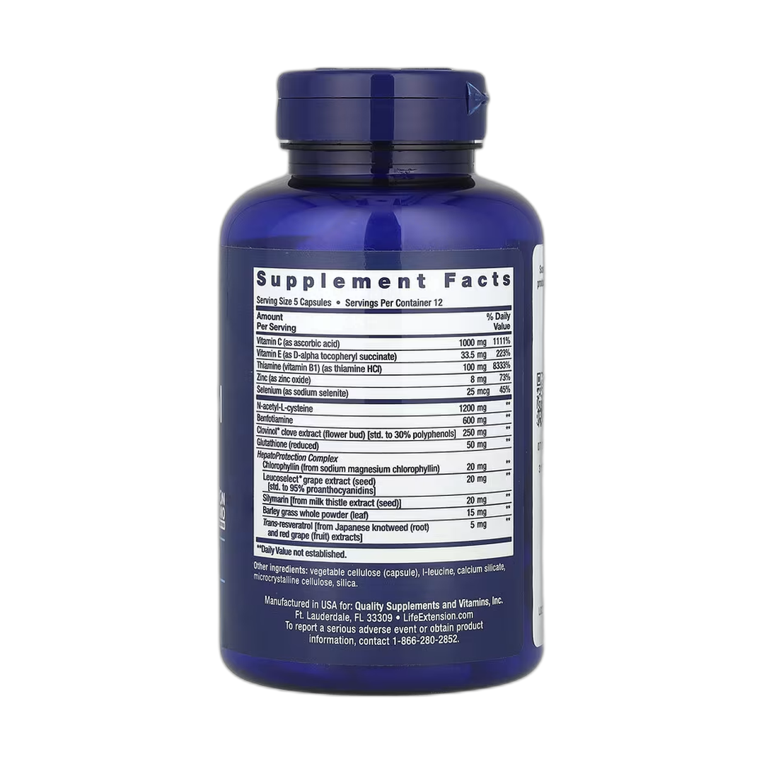 Life Extension, Anti-Alcohol Complex, 60 Capsules back packaging view