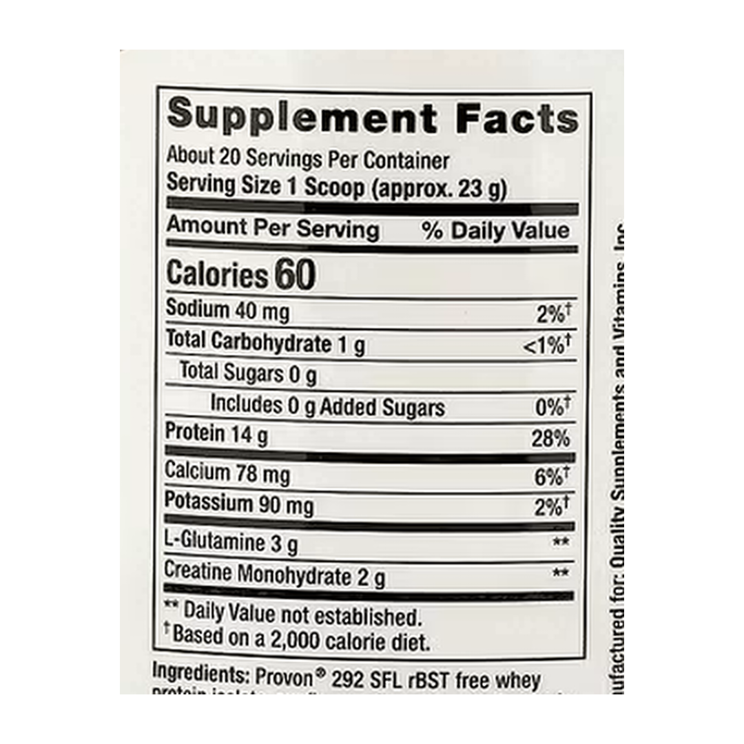 Life Extension, Wellness Code®, Advanced Whey Protein Isolate, Vanilla, 1 lb, 454 g supplement facts label showing ingredients, vitamins, minerals, and serving information